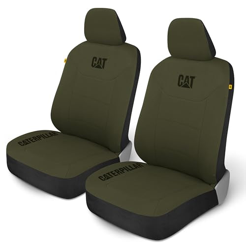 Cat CozyBlend Car Seat Covers, Olive Green Heather - Premium Jersey Fabric Seat Covers for Cars Trucks SUV, Breathable Cotton Car Seat Covers Front Seats Only, Universal Fit Automotive Interior Covers - color: Olive Green