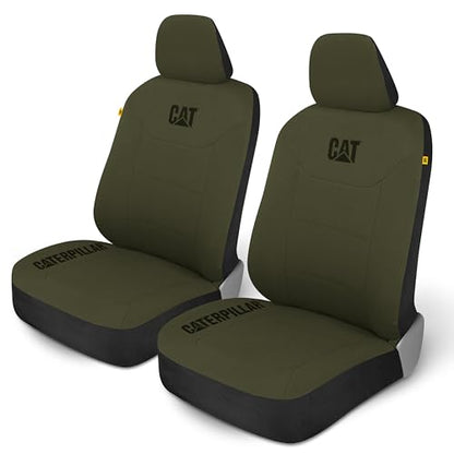 Cat CozyBlend Car Seat Covers, Olive Green Heather - Premium Jersey Fabric Seat Covers for Cars Trucks SUV, Breathable Cotton Car Seat Covers Front Seats Only, Universal Fit Automotive Interior Covers - color: Olive Green