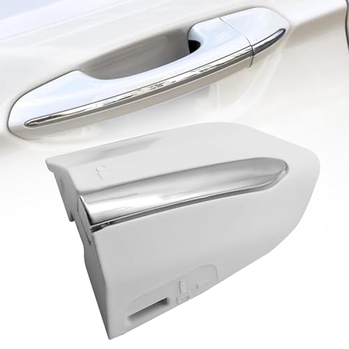 Front Left Driver Exterior Door Handle Lock Bezel Cover Cap Fits for Ford Fusion 2013-2020 Ford Edge 2015-2020 Replace DS7Z-54218A15-DC (White Chrome) - color: White, size: With Electroplating