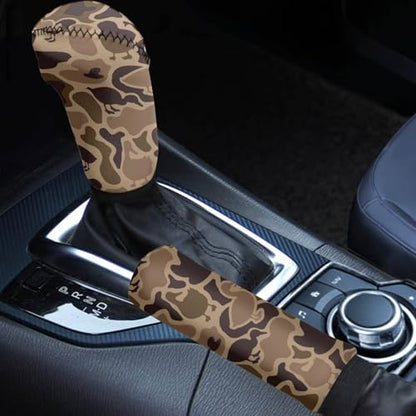 Handbrake and Gear Shift Knob Cover 2 Piece Automobile Hand Brake Cover Car Interior Accessories - color: Duck Camo Print