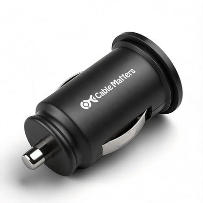 Cable Matters 2-Pack 10W 2A Flush Mount Mini Dual USB Car Charger with Smart Charging Chipset for iPhone 16/15 Pro Max Plus, Samsung Galaxy S23, S23 Ultra, Google Pixel 7a, Pixel 7 Pro, and More