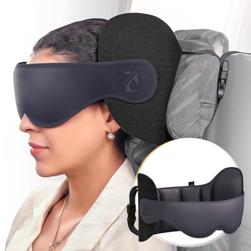 Travel Pillow, Airplane Neck Pillow for Long Flight, Oversized Head Strap with 3D Eye Mask for Sleep, 360°Support Headrest, Stop Bobblehead, Ultimate Travel Essentials for Men Women Grey - color: Space Grey, size: Premium