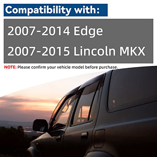 4pcs Front+Rear Smoke Sun/Rain Guard Outside Mount Tape-On Window Visors Compatible with 07-14 Edge 07-15 MKX - size: for 2007-2015 Edge & MKX