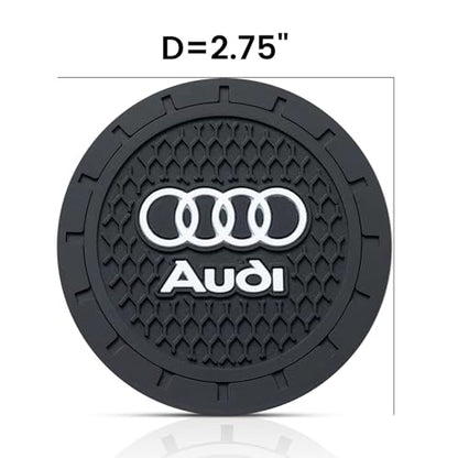 Car Cup Holder Coaster Compatible with Audi A3 RS3 A4 A5 A6 A7 RS7 A8 Q3 Q5 Q7 R8 Recessed Silicone Cupholder Coaster Interior Accessories 2.75in 2Pack - color: Black-06