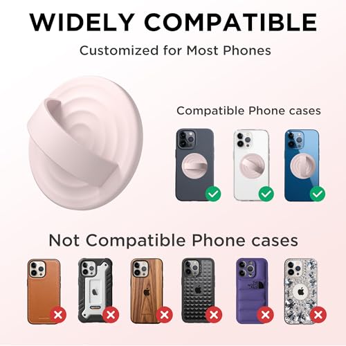 Magnetic Phone Grip Ring Holder, Liquid Silicone Magnet Cell Phone Grip Finger Loop, Compatible with Magsafe, Back of Phone for iPhone 17/16/15/14/13/12 Series, Lovely Pink - color: Lovely Pink