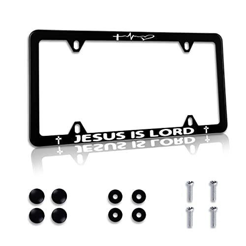 1Pack Funny License Plate Frame Jesus is Lord Spiritual Christian Humorous Text License Plate Holder Stainless Steel Auto Parts Decor with 4 Holes Screws 12.3" x 6.3" for Men Women - color: Jesus Is Lord Spiritual, size: 1 Pack