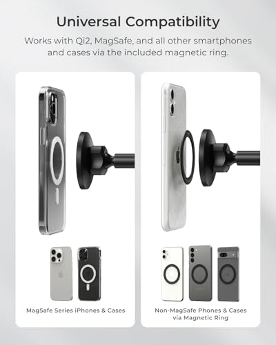iOttie iTap 3 Magnetic Dash & Windshield Car Mount, Phone Holder with Suction Cup, Includes Magnetic Ring Adapter, Compatible with iPhone 12-17, Samsung Galaxy, Google Pixel, and MagSafe Phones - style: Dash Mount