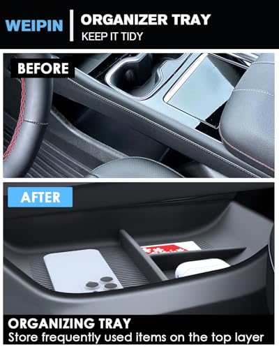 for 4PCS Double Layer Center Console Armrest Organizer&Cup Holder Insert&Wireless Mat Compatible with 2024-2026 Chevy Traverse - color: Traverse 24-26 Armrest Tray 4PCS