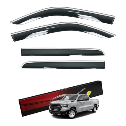 Sze Rain Guards Compatible with Dodge RAM 1500 2019-2025 Crew Cab Side Window Deflectors Window Visors Out-Channel Guard Deflector Vent Visor-4pcs - style: Dodge RAM 1500 2019-2025