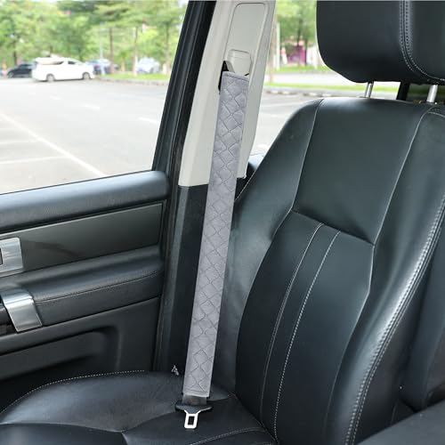 Amooca Soft Automotive Seat Belt Cover Seatbelt Shoulder Pad Neck Protector Cushions Universal Fit SUV Trucks Backpack Light Grey Extra Long 25.6in - color: Light Grey, size: 25.6in-1pc