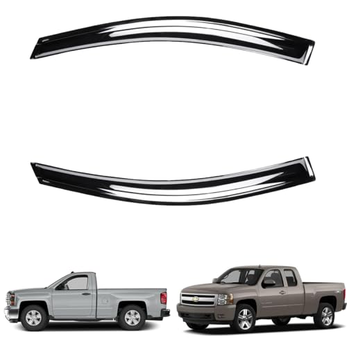 92956Y Side Window Visor Wind Vent Deflector,2pc Outside Mount Chrome Sun Rain Guards Set for 1999-2006 Chevy Silverado & GMC Sierra 1500/2500/3500/2500HD Standard/Extended Cab - size: (Chrome)99-07 Standard Cab/Extended Cab