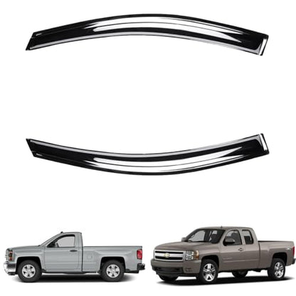 92956Y Side Window Visor Wind Vent Deflector,2pc Outside Mount Chrome Sun Rain Guards Set for 1999-2006 Chevy Silverado & GMC Sierra 1500/2500/3500/2500HD Standard/Extended Cab - size: (Chrome)99-07 Standard Cab/Extended Cab