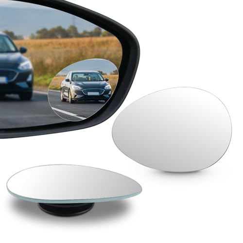 2PCS Blind Spot Mirror, Side Mirror Blindspot, 2" Round HD Glass Frameless Convex Rear View Mirror, 360° Adjustable Wide Angle Side Rear View Accessories for Most Sedan SUV Truck (Oval) - color: Oval
