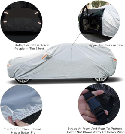 Kayme 6 Layers SUV Car Cover Custom Fit for BMW X5 (2007-2025) Waterproof All Weather for Automobiles, Outdoor Full Cover Rain Sun UV Protection.Silver - size: 7. Custom Fit BMW X5