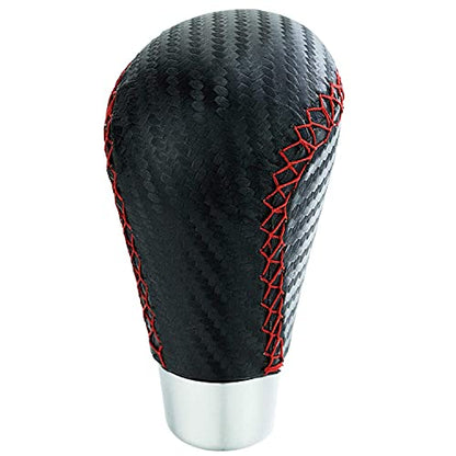 Lunsom Leather Shifter Knob R Style Shift Stick Handle Head Car Gear Lever Accessory for Most Manual Transmission Vehicle (Black) - color: Red Black