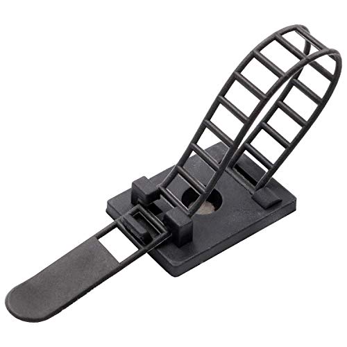 Mini Cable Clips 3M Adhesive, Multipurpose Cord and Wire Organizer for Cable Management Adjustable Large - 60 Pack Bundled with 10 Bonus Reusable Cable Ties (Black) - color: Black, size: Adjustable Large