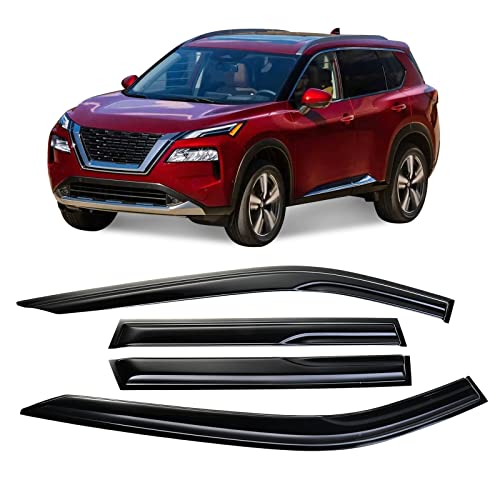 Tape-On Side Window Visor Deflectors Rain Guards Designed for Nissan Rogue 2021 2022 2023 S SV SL Platinum - size: 2021-2023 Nissan Rogue S SV SL Platinum