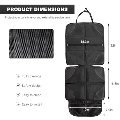 Car Seat Protection Pad, Waterproof 600D Fabric Auto Seat Cover with Thick Padding & Storage Pockets, Anti-Slip Large Protective Cover Mat for Most Vehicle Front Seats (Black & Red) - color: Black & Red
