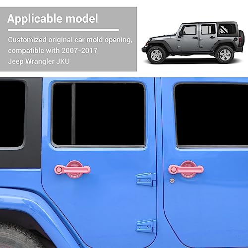 Exterior Door Handle Cover Tailgate Handle Cover Recess Guard Compatible with 2007-2017 Jeep Wrangler JK JKU Sports Sahara Freedom Rubicon Unlimited, Pink, 15PCs - color: Pink