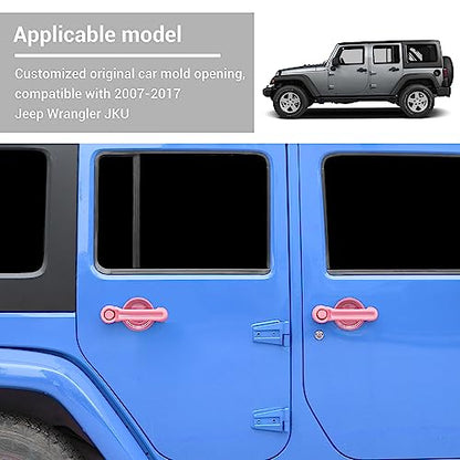 Exterior Door Handle Cover Tailgate Handle Cover Recess Guard Compatible with 2007-2017 Jeep Wrangler JK JKU Sports Sahara Freedom Rubicon Unlimited, Pink, 15PCs - color: Pink
