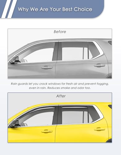in-Channel Window Rain Guard for Chevy Traverse 2018-2023 Rain Guards Chevrolet Traverse Side Window Visors Low Profile Vent Visor Window Deflectors Vent Shades Car Accessories - size: Fit for 2018-2023 Chevy Traverse