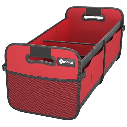 Sposuit Trunk Organizer for Car - 70L Collapsible Car Storage with 11 Pockets & Reinforced Handles, SUV Trunk Organizers for Grocery Cargo - color: Red, size: Trunk Organizer