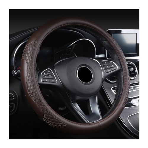 AUCELI Car Steering Wheel Cover, 14 1/2-15 inch Non-Slip Soft Breathable Leather Automotive Steering Wheel Protecteor, Vehicle Accessories for Men Women, Universal for SUV, Truck, RV（Coffee） - color: Coffee
