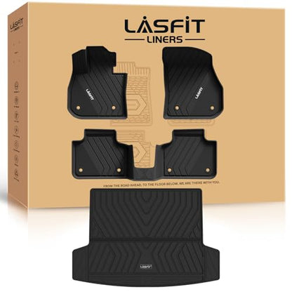 LASFIT Floor Mats & Cargo Mat for 2023 2024 2025 2026 BMW X1 xDrive28i M35i xDrive, Custom Fit TPE All Weather Waterproof Floor Liners Full Set Car Liners, Black - size: 1) X1 2023-2026 | Floor Mats Full Set