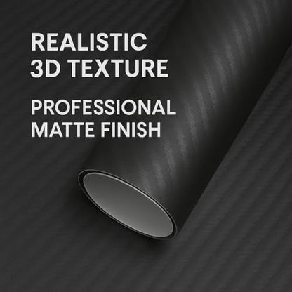 RockRose 3D Matte 3D Black Carbon Fiber Vinyl Wrap, Anti-Wrinkle, Air Release Automotive Bubble Wrap, Self Adhesive Car Vinyl Sticker DIY Decals 5FT x 10FT - color: 3D Black, size: 5ft X 10ft