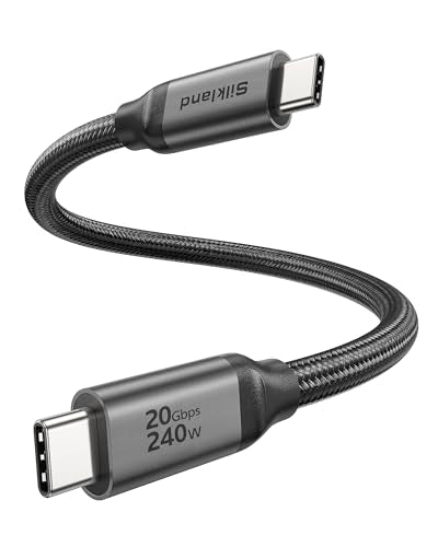 Silkland USB C Data Cable 20Gbps, Short 1FT USB3.2 Gen 2x2 High Speed Data Transfer, [5K/4K 60Hz] Monitor Cable, 240W PD Fast Charging, Type C Data Compatible for SSD, Hub, Dock, eGPU - size: 1 Feet