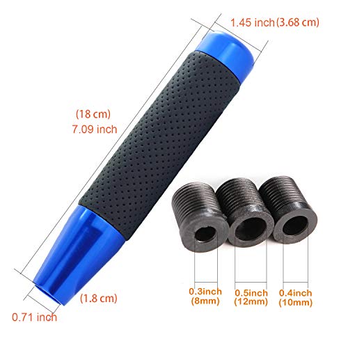 7" Long Weighted Gear Shifter Knob Leather Covered Alloy Car Stick Shift Lever Handle Fit Most Manual Vehicles, Blue - color: Blue