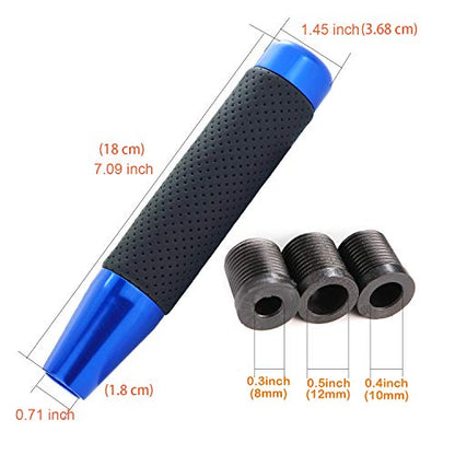 7" Long Weighted Gear Shifter Knob Leather Covered Alloy Car Stick Shift Lever Handle Fit Most Manual Vehicles, Blue - color: Blue