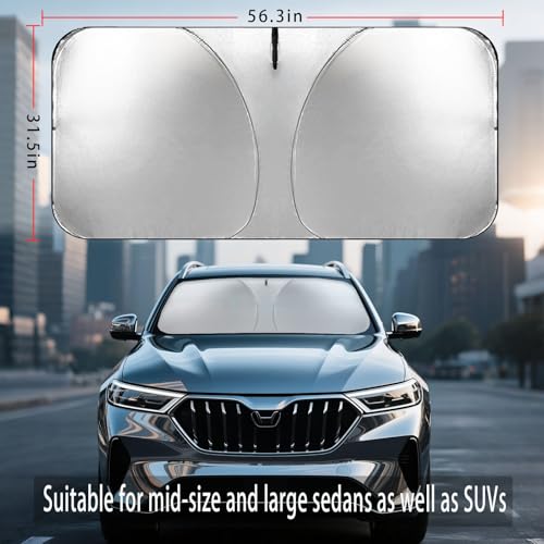 Windshield Sun Shade/car Windshield Sun Shade/car Sun Shade，Thickened, Solid, Strong Support Without Sagging，Suitable for Vehicle Models Such as sedans and SUV，Foldable, Storage Bag (Large)