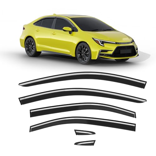 6-pcs Low-Profile Window Rain Guard for 2019-2026 Toyota Corolla Sedan Rain Guards Side Window Visors Extra-Thick Vent Visor Window Deflectors Tape-on Vent Shades Car Accessories - size: Fit for 2019-2026 Toyota Corolla Sedan