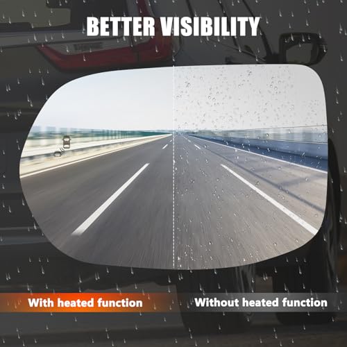 Mirror Glass Compatible with CRV 2017 2018 2019 2020 2021 2022, Left Driver Side Rear View Convex Mirror Glass with Blind Spot Detection System, Heated, Backing Plate and Mounting Bracket - size: Driver Side