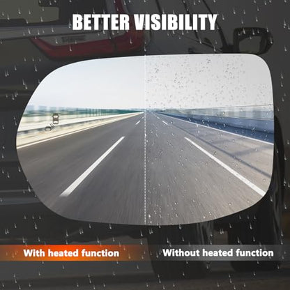 Mirror Glass Compatible with CRV 2017 2018 2019 2020 2021 2022, Left Driver Side Rear View Convex Mirror Glass with Blind Spot Detection System, Heated, Backing Plate and Mounting Bracket - size: Driver Side