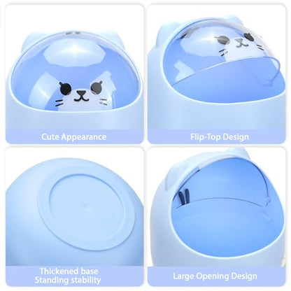 4 Pack Cute Mini Trash Can, Small Desk Trash Can with Lids, Countertop Garbage Cans with 300 Trash Bags, Kawaii Plastic Tiny Waste Bin for Bathrooms Kids Bedroom Kitchen Office Desktop - color: Style 1, 4Pcs