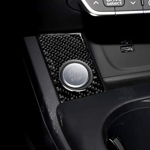 NVCNX Real Carbon Fiber Compatible with Audi B9 A4 S4 2017-2025 / A5 S5 RS5 2018-2025 2019 2020 2021 2022 2023 2024 Car Engine Push Start Stop Button Panel Cover Sticker Interior Trim Accessories 1PC - color: Engine Push Start Stop Button Panel