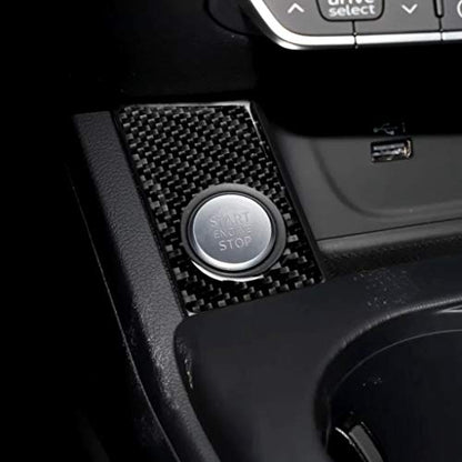 NVCNX Real Carbon Fiber Compatible with Audi B9 A4 S4 2017-2025 / A5 S5 RS5 2018-2025 2019 2020 2021 2022 2023 2024 Car Engine Push Start Stop Button Panel Cover Sticker Interior Trim Accessories 1PC - color: Engine Push Start Stop Button Panel