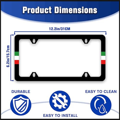 Italy Flag License Plate Frame Italian Flag License Plate Holders Funny Nation Auto Accessory Bracket Stainless Steel License Plate Frames with Screws for Women Men 6x12 Inch 4 Holes - color: Italy Flag