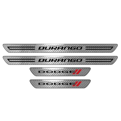 iPick Image for Dodge Durango Silver Real Carbon Fiber 4 Pcs Universal Door Sill Step Protector Kick Plates - Official Licensed - color: Silver