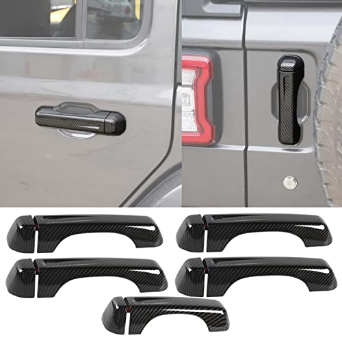 YOCTM 10PCS Door Tailgate Handle Covers Trim Compatible with Jeep Wrangler JL JLU 4XE 2018-2025 Decoration Exterior Accessories (Carbon Fiber Look) - color: Carbon Fiber Look