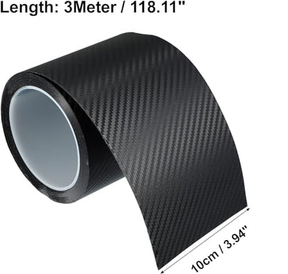 Car Door Edge Guards Door Sill Protector 3D Carbon Fiber Car Wrap Film Vinyl Automotive Wrap Film Car Door Sill Protection Film Anti-Collision Fits for Most Car Truck SUV (4In x 9.84Ft, Black)