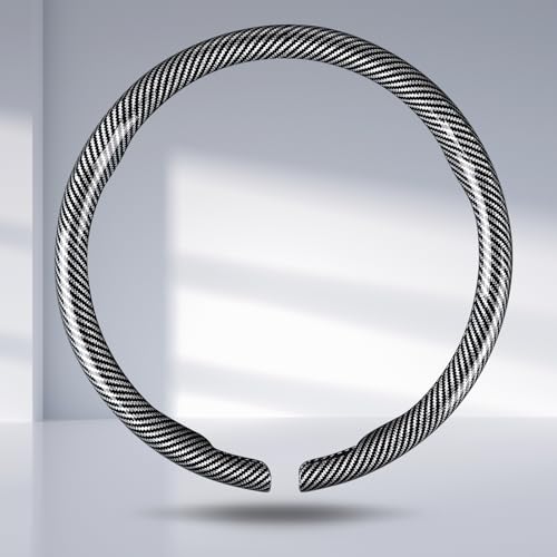 Car Steering Wheel Cover Carbon Fiber Snap On Steering Wheel Accessories Wrap 14.5-15 inch Universal Grip Anti-Skid Protector, Glossy Silver - color: Glossy Silver