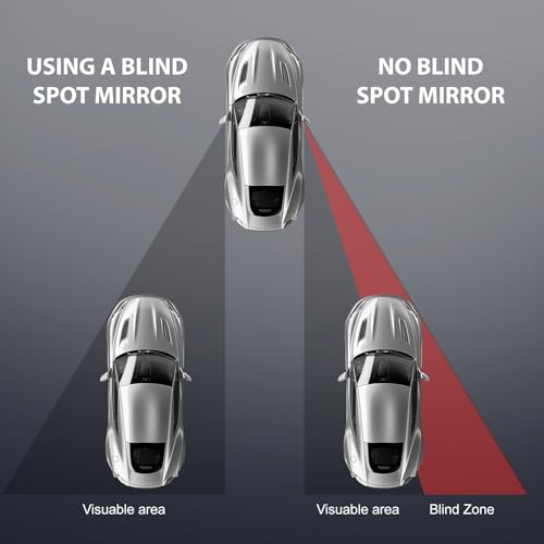 2 Pack Rectangle Blind Spot Mirror Glass Frameless Convex Wide Angle Rearview Blindspot Car Mirror Adjustable Car Auxiliary Mirrors For Universal Cars Truck Glass, Silver, 1.14×38.43inches