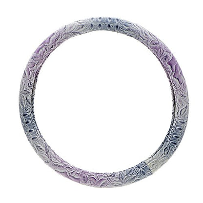 Car Steering Wheel Cover Universal 15 Inch Middle Size Auto Anti-Slip Leather Wheel Protector with Flower Grain Design White Style - color: White