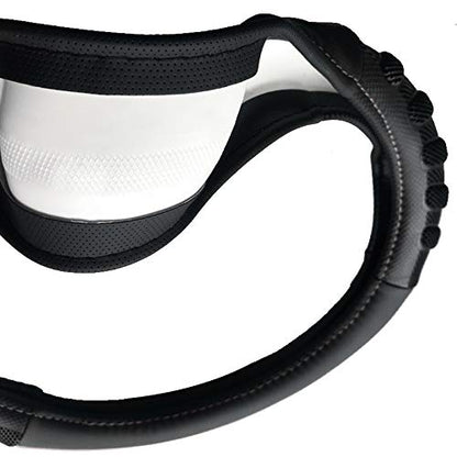 Flying Banner car Steering Wheel Cover Faux Leather Massage Universal fit 3D Honeycomb Hole Anti-Slip Sporty 15 Inches (Grey Black) - color: Grey black