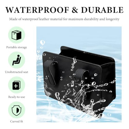 Car Trash Can, Foldable Leather Automotive Garbage Bin Organizer Holder with One Roll Trash Bag, Multi-Function Mini Hanging Dustbin Storage Bag Container for SUV Truck RV (Black) - color: Black