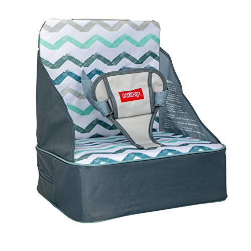 Nuby Easy Go Booster Seat - Travel Booster Seat for Babies and Toddlers - Holds Up to 35 Pounds - 9+ Months - Gray Chevron - color: Chevron