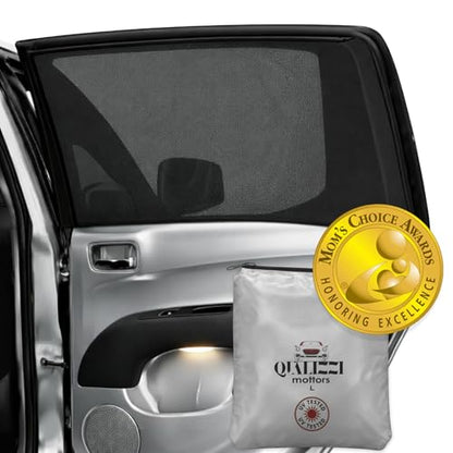 L/Car Window Shades for Baby (2 Pack) for Side Windows, Breathable Full-Coverage Mesh, Privacy, Sun & Heat Protection, Bug Screen, Car Camping, 97% UV Real Protection Tested – Qualizzi® - size: L